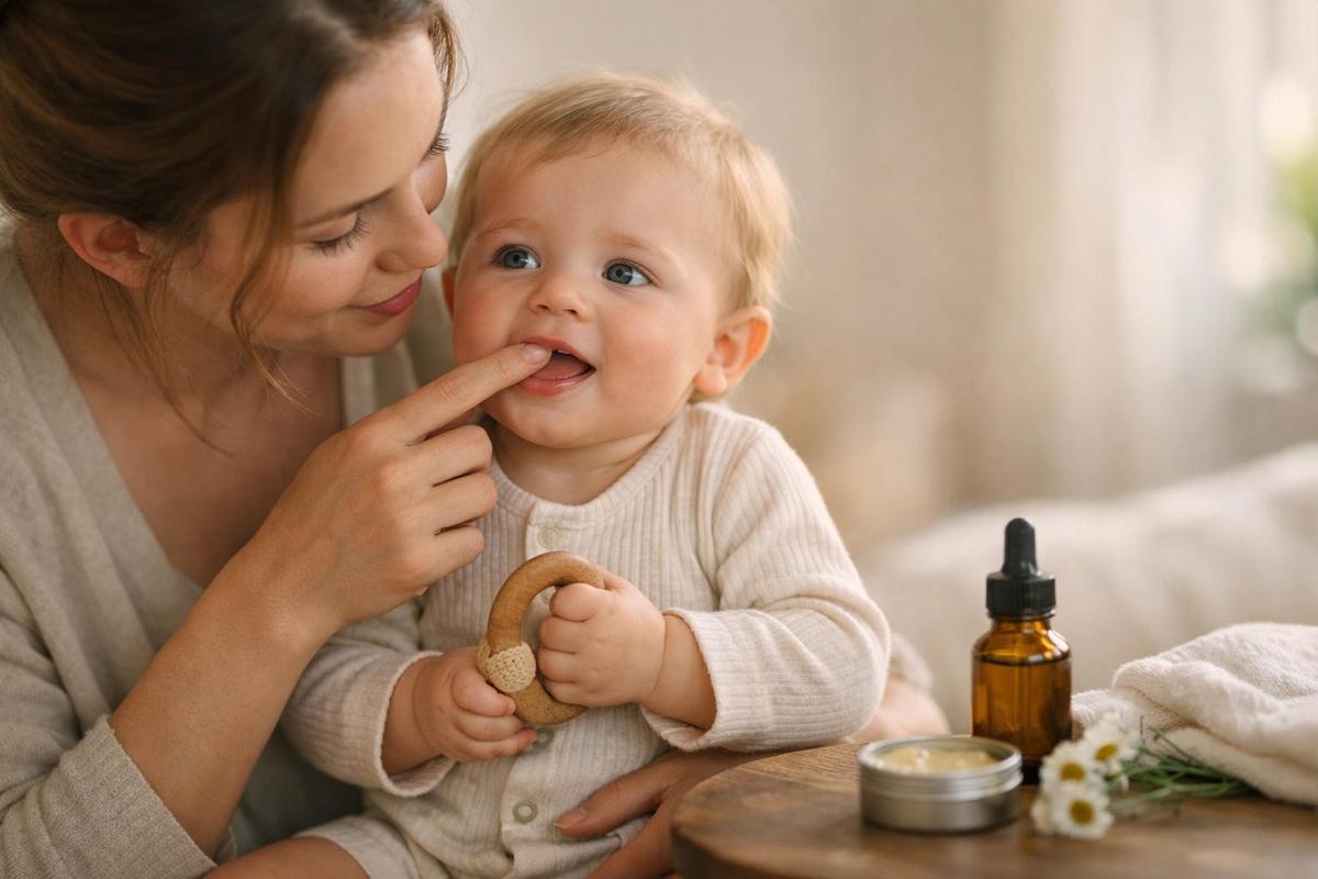 Routine de soins naturels pour soulager les poussées dentaires de bébé