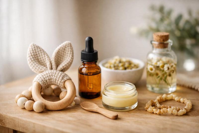Routine de soins naturels pour soulager les poussées dentaires de bébé